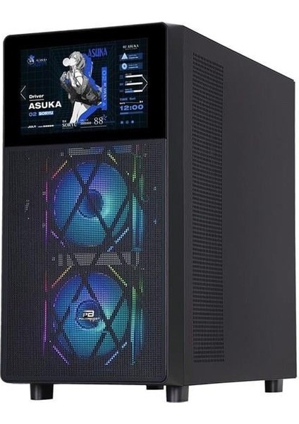 PB-P4367BB 3-Rgb Fanlı LCD Ekranlı Gamıng Mıd-Tower Pc Kasası