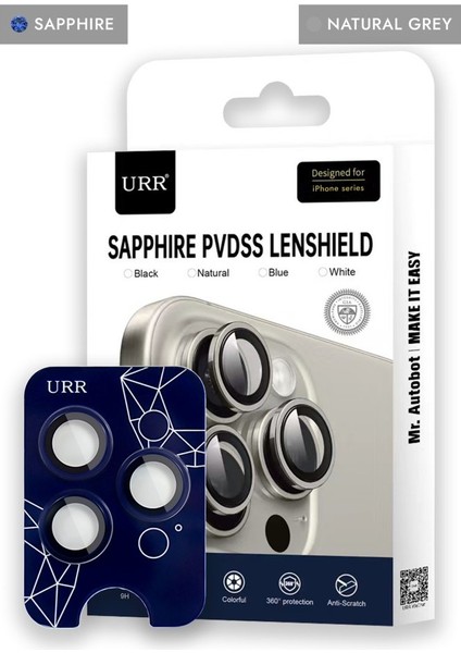 Apple iPhone 16 Pro Sapphire Pvdss Kamera Lens Koruyucu - Natural Grey