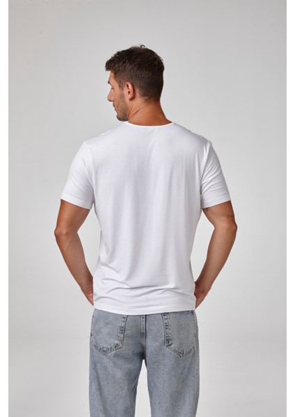 Erkek Kısa Kollu Biyeli Sıfır Yaka T-Shirt