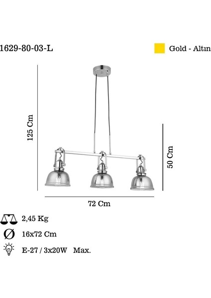 Lumo 3 Lu Altın Sıralı Avıze 3XE27