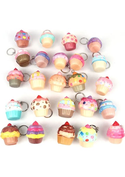 ( 3 Adet ) Anahtarlı Cupcake Squishy Ufak Boy Sukuşi Oyuncak