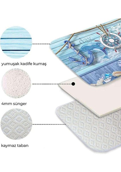 Yıkanabilir Yumuşak Süngerli Kolay Temizlenir Kaymaz Pamuk Taban Dijital Baskılı Koridor Mutfak Halı