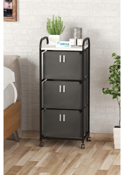 Üç Sepetli Frenli Tekerlekli Elbise Çamaşır Sepeti - Banyo Dolabı Kirli Sepetli Banyo Düzenleyici Dolap modelleri