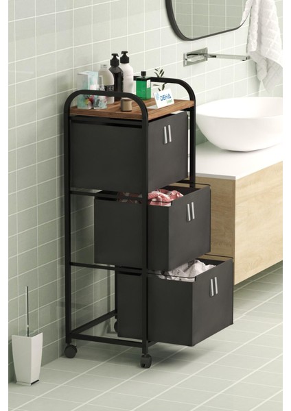 Üç Sepetli Frenli Tekerlekli Elbise Çamaşır Sepeti Banyo Dolabı Kirli Sepetli Banyo Düzenleyici Dolap fiyatları
