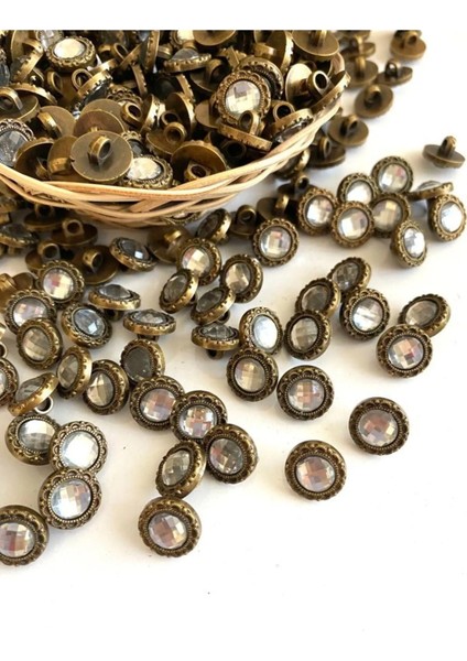 12,5 mm Taşlı Metalize Düğme (15 Adet)