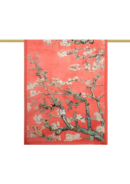 Mercan Badem Çiçeği Desen Vual Ipek Şal fiyatları