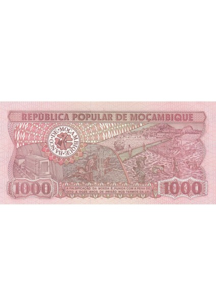 Mozambik 1000 Metıcaıs 1989, P#132C, Çil, Eski Yabancı Kağıt Para modelleri