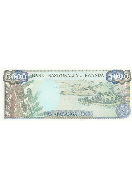 Rwanda 5000 Franc (Amafaranga) 1988, P#22, Çil, Eski Yabancı Kağıt Para modelleri