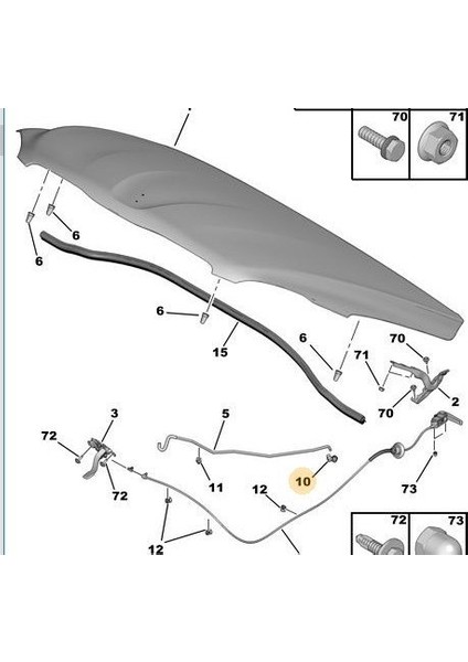 Opel Crossland x Kaput Dayama Çubuğu (2018-2021) 1.2, 1.5 CM00336