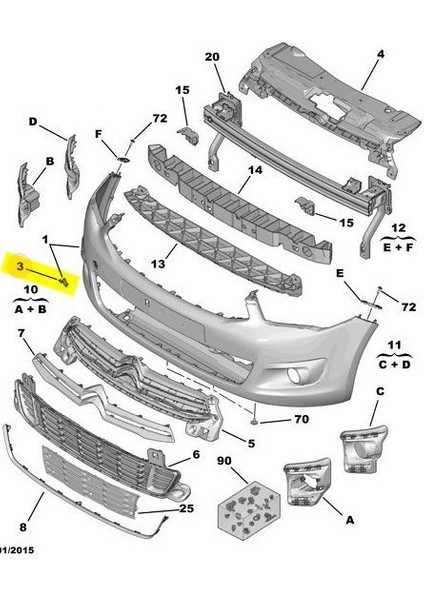 Citroen C-Elysee Ön Tampon Çeki Kapak (2012-2016) 1.2 Vtı, 1.6 Hdı, 1.6 Vtı CM00044