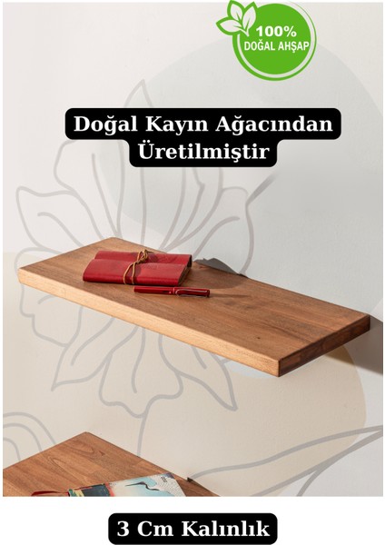 Küçük Boy Doğal Ahşap Gizli Bağlantı Dekoratif Tekli Duvar Raf Kitaplık Banyo ve Mutfak Düzenleyici Tasarım