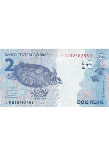Brezilya 2 Reais 2021, P#252F ,çil, Eski Yabancı Kağıt Para