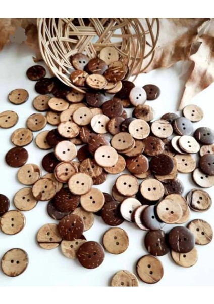 Ahşap Cocanat Düğme 15’li Paket 28 Boy 18 mm