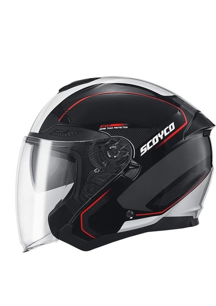 OF-669 Shuttle Siyah-Beyaz Yarım Kask (Güneş Vizörlü) fiyatları