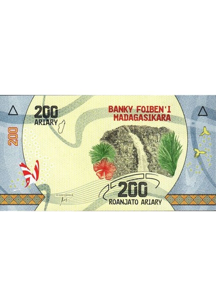 Madagaskar 200 Arıary 2017, P#98(1), Çil, Eski Yabancı Kağıt Para
