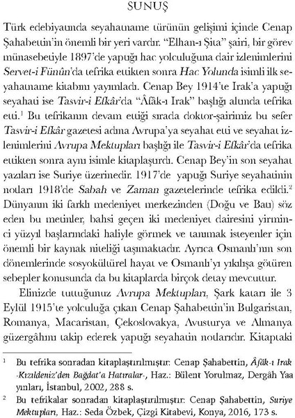 Avrupa Mektupları - Cenap Şahabettin