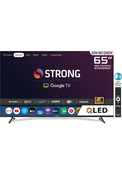 MT65EG8000QF 65" 165 Ekran 4K Ultra HD Dahili Uydu Alıcılı QLED Google TV