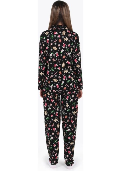 Kadın Uzun Kollu Süet Kışlık Kadife Pijama Takımı