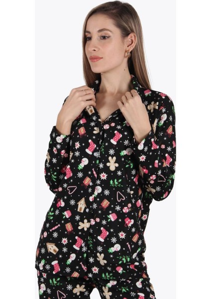 Kadın Uzun Kollu Süet Kışlık Kadife Pijama Takımı