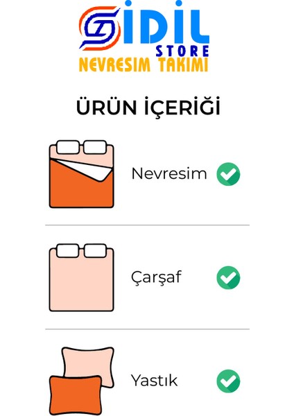 Idilstore Lüks ve Dayanıklı Doğal Pamuklu - Nefes Alan, Yumuşak ve Çift Kişilik Nevresim Takımı