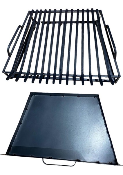 Demir Izgara Çekmeceli Şömine Izgarası 62 Cm. x 43 Cm. x 40 cm 14 Lü Izgara Kızaklı