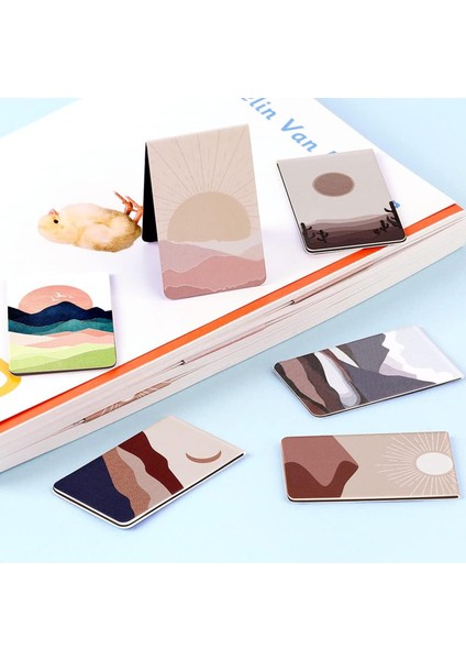 4'lü Paket Manyetik Kitap Ayracı, Öğretmenler, Öğrenciler, Kitap Severler Için Kitap Işaretleyici Klipsi, 2 Taraflı Baskı-Gökyüzü modelleri