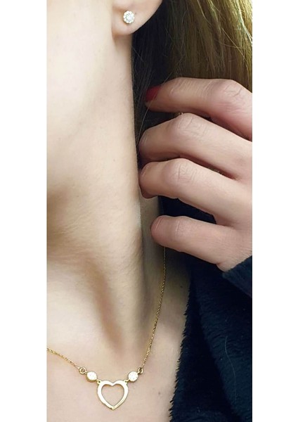 Zirkon Taş Detaylı 925 ayar Gümüş Altın Aşk Seti fiyatları