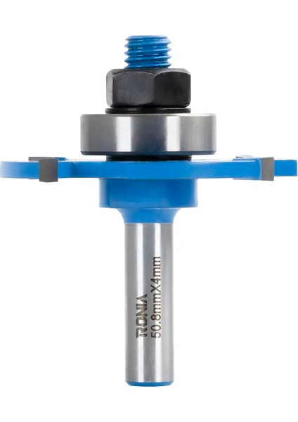 Ahşap Freze Bıçağı 03B-50804008 Dört Kanatlı Rulmanlı Yivli Kanal Açma Freze Ucu Sap 8 mm
