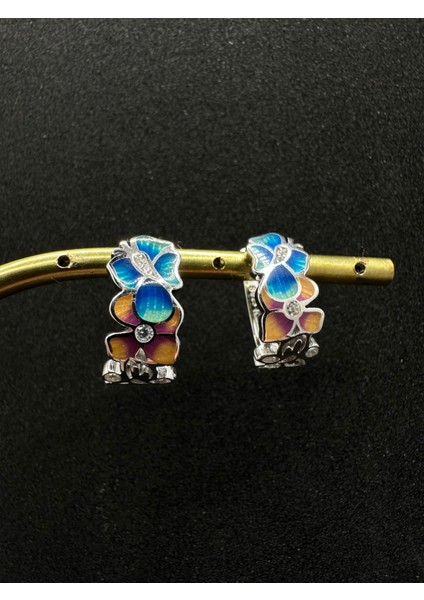 Çiçekli Mineli Ithal Gümüş Küpe fiyatları