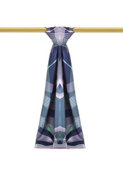 Lacivert Dönence Desen Twill Ipek Şal