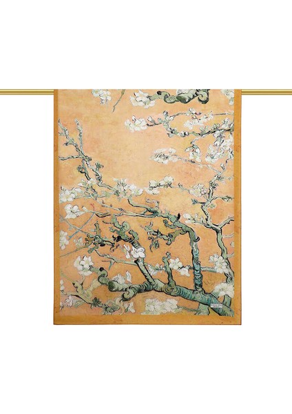 Hardal Badem Çiçeği Desen Vual Ipek Şal fiyatları