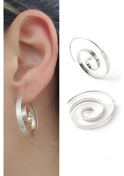 925AYAR Gümüş Tasarım El Işi Trend Halka Bohem Küpe