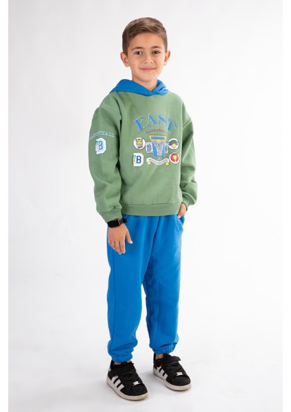Erkek Çocuk Baskılı Kapşonlu Eşofman Takımı