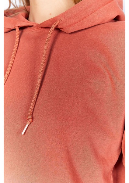 Eskitme/soluk Efektli Regular/normal Kalıp Kapşonlu Kanguru Cepli Örme Sweatshirt | KIREMIT-8851 fırsatları