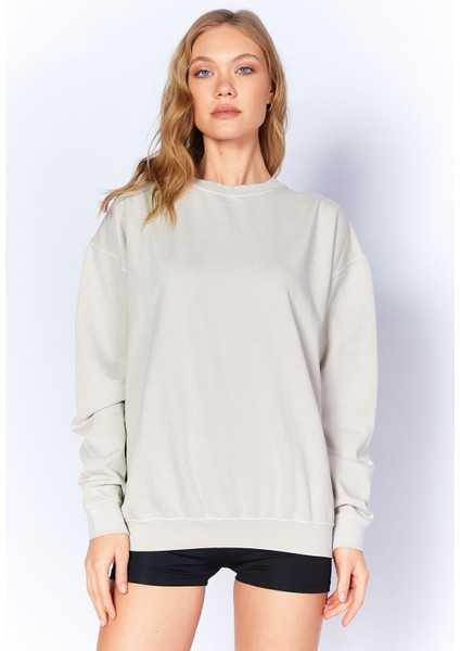 Eskitme/soluk Efektli Basic Kalıp L Örme Sweatshirt | Taş| EK100278852-8852 fiyatları