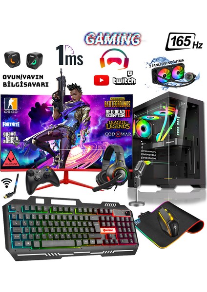 Panter X70 Ryzen 5 5600 16GB Ram 1 Tb M.2 Nvme SSD 8gb RTX4060 24" 165Hz Sıvı Soğutmalı Masaüstü Oyuncu Bilgisayarı
