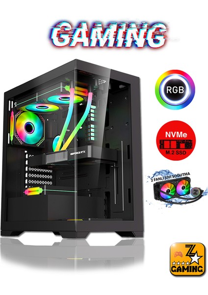Panter X70 Ryzen 5 5600 16GB Ram 1 Tb M.2 Nvme SSD 8gb RTX4060 24" 165Hz Sıvı Soğutmalı Masaüstü Oyuncu Bilgisayarı