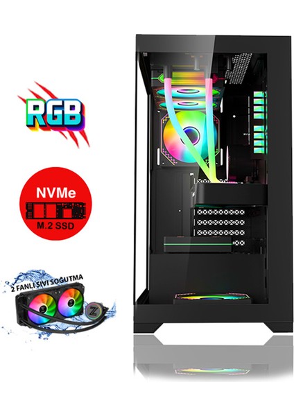 Panter X70 Ryzen 5 5600 16GB Ram 1 Tb M.2 Nvme SSD 8gb RTX4060 24" 165Hz Sıvı Soğutmalı Masaüstü Oyuncu Bilgisayarı