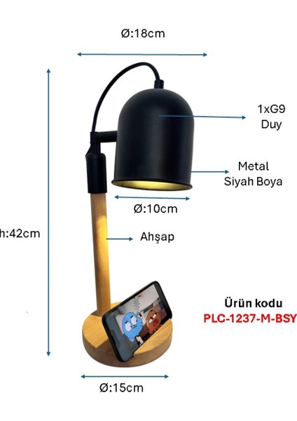 Siyah Boyalı Modern Masa Lambası Plc-1237-M-Bsy