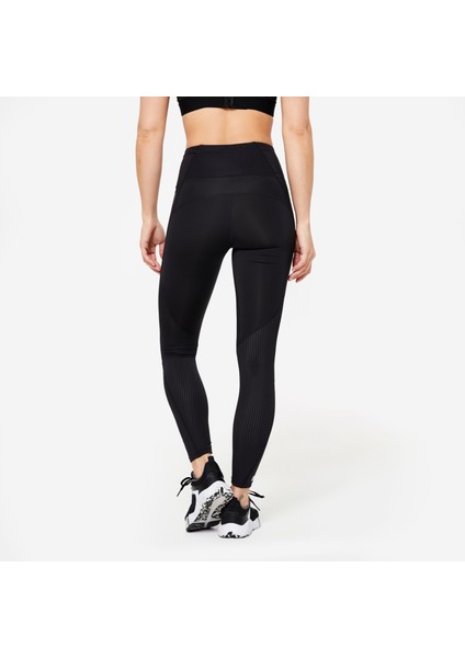 Domyos Kadın Siyah Toparlayıcı Spor Taytı 500 - Fitness Kardiyo fırsatları