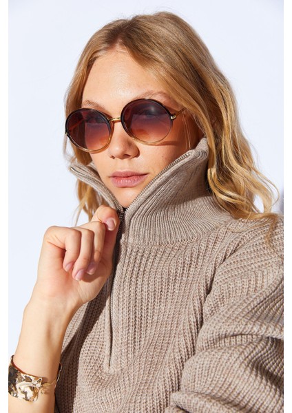 Vizon Pamuklu Soft Doku Fermuarlı Yarım Balıkcı Yaka Kadın Kazak | EK100539429 fırsatları