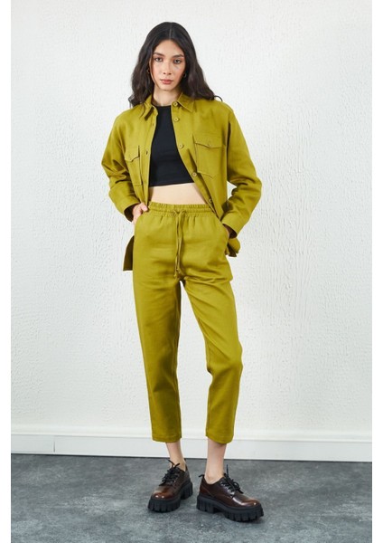 Olive Gabardin Kadın Jogger Pantolon| EK100667567