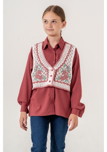 Kiz Çocuk Tri?ko Yelekli? Gömlek modelleri