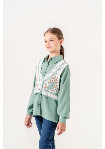 Kız Çocuk Triko Yelekli Gömlek modelleri