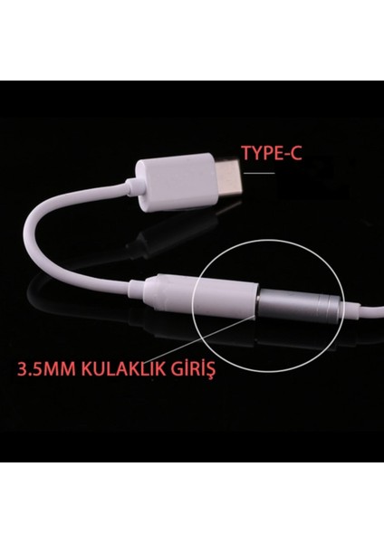 Type-C To Aux 3.5mm Kulaklık Çevirici Dönüştürücü Adaptör Usb-C Adaptör 1.kalite Beyaz fırsatları
