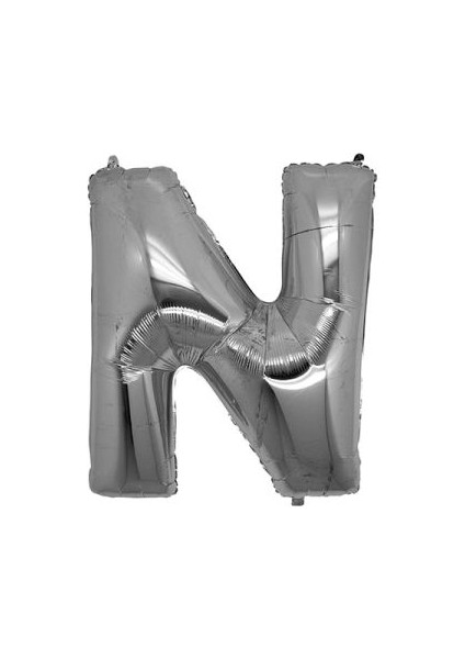 N Harfi Gümüş Folyo Balon 16 Inch 40 Cm