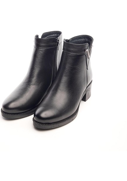 Deri Kısa Topuk Fermuarlı Kadın Bot fiyatları