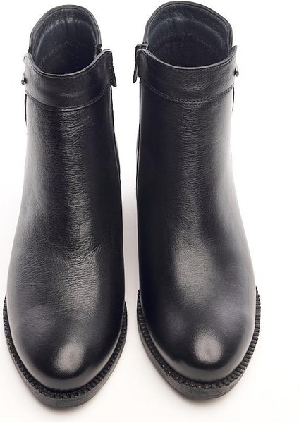 Deri Kısa Topuk Fermuarlı Kadın Bot modelleri