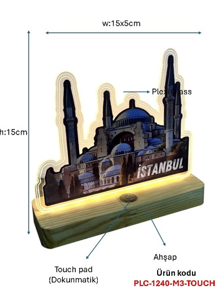 Ahşap Dokunmatik Işıklı Modern Masa Aydınlatması Plc-1240-M3-Touch