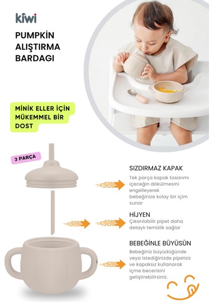 Pumpkin 11 Parça Full Bebek Beslenme Seti, Mama Seti Bpa Free, Doğal Silikon - Olive